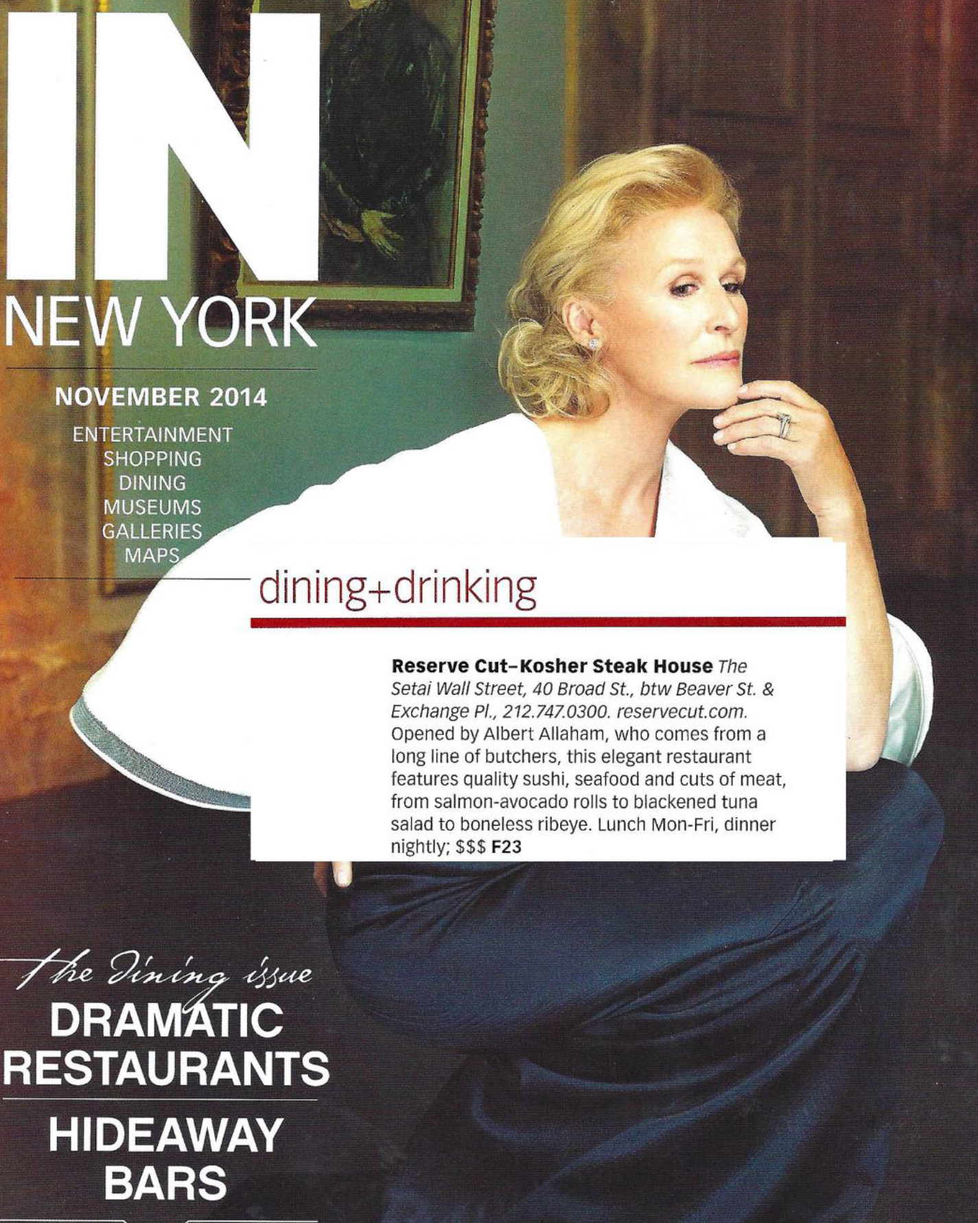 Reserve Cut In New York Magazine November 2014 Dining And Drinking Issue